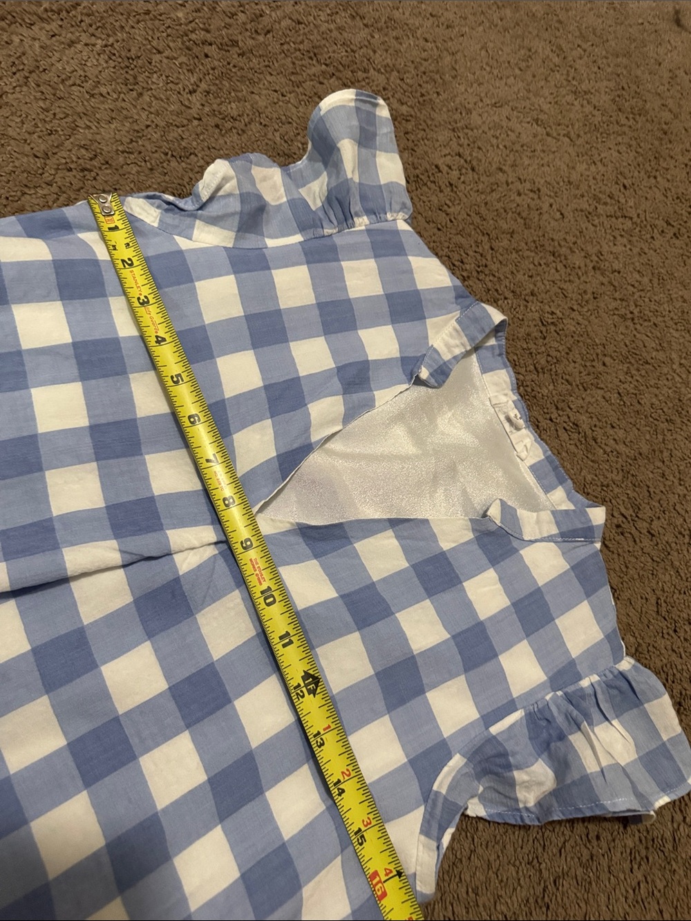 Like New-THML Dresz-Blue & White Gingham Check-Cotton/Rayon Blend-S-Lined-V Neck - Picture 12 of 14